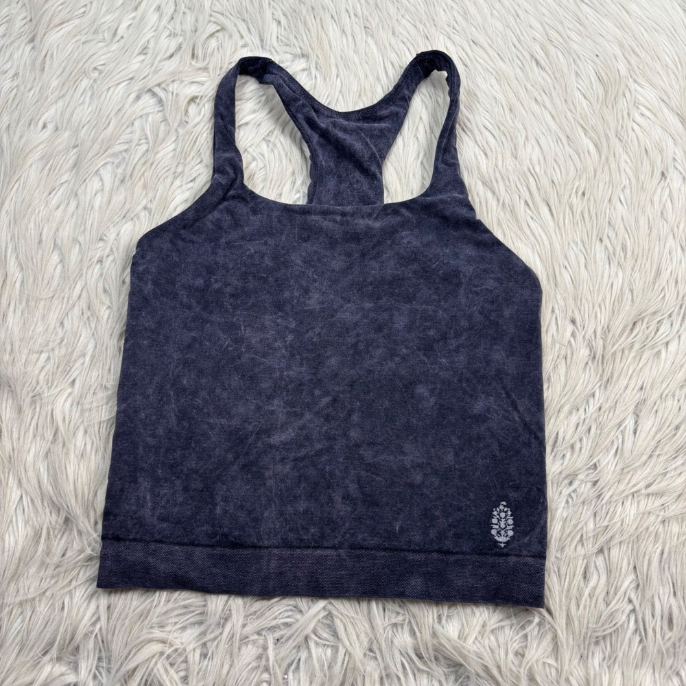 Free People FP Movement Women's XS S Washed Black Go To Smooth Square Neck Cami